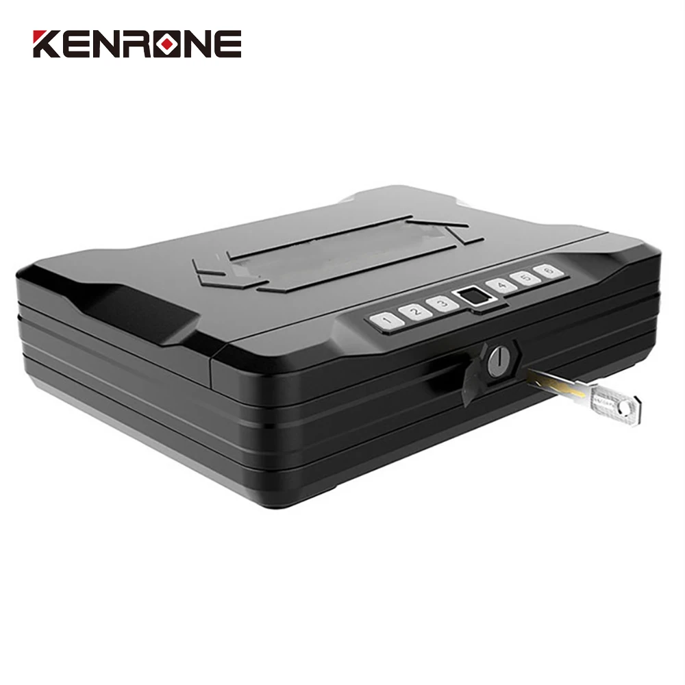 

KENRONE Smart Safe Storage Box Portable Steel Biometric Gun Safety Fingerprint Recognition Anti-misopening Password Pistol Boxes