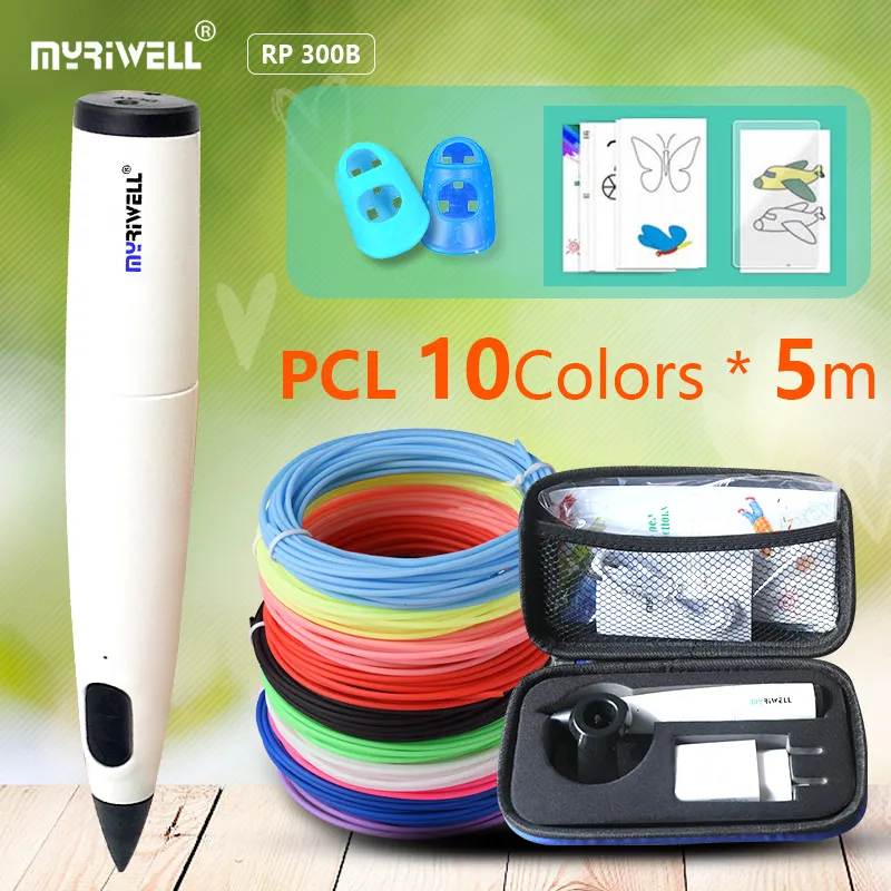 Myriwell 3D Pen PR 300B Low Temperature Version 3D Pen ,30 Non-repeating Colors Of PCL Filament 1.75mm Christmas Birthday Gift