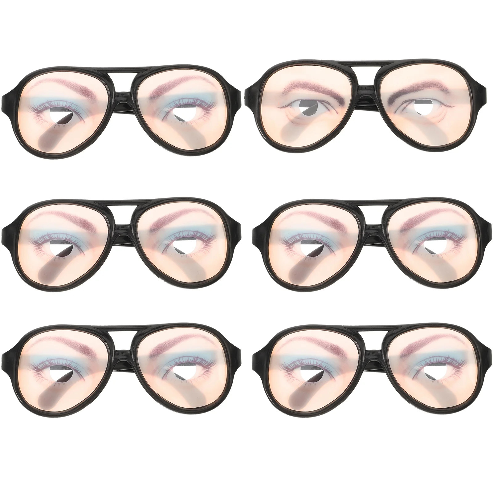 

6pcs Glasses Funny Eye Disguise Glasses Googly Eye Glasses Trick or Treat Christmas Favors Gifts ( Random )