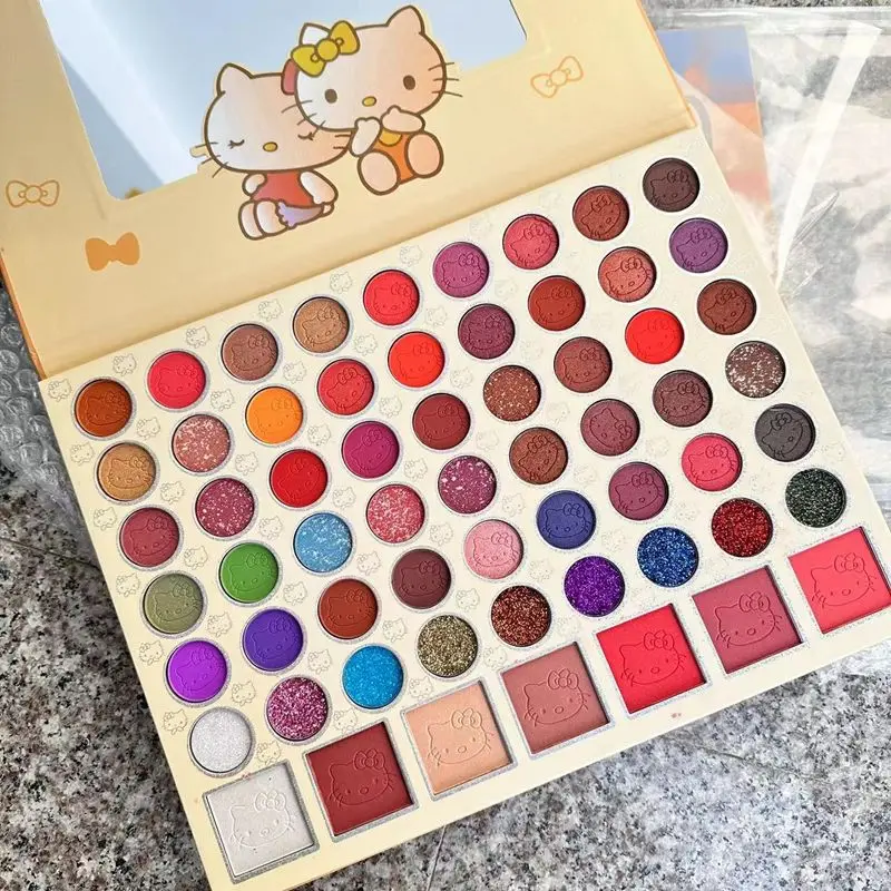 

New Sanrioed Hellokitty 61 Color Matte Pearlescent Eye Shadow Palette Kitty Printing Classic Color Eye Shadow Girl Gift Toy