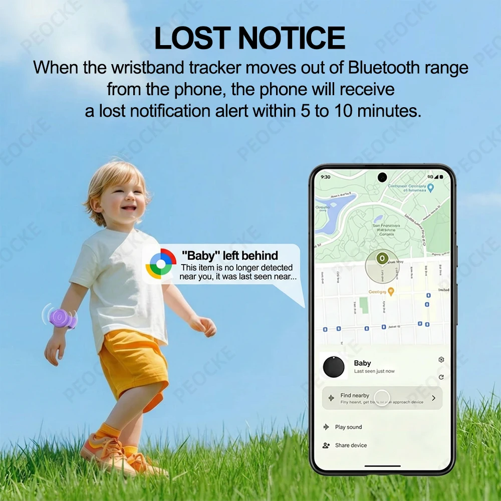 Smart Location Tag with Adjustable Silicone Wristband - Anti-Lost GPS and Bluetooth Tracker