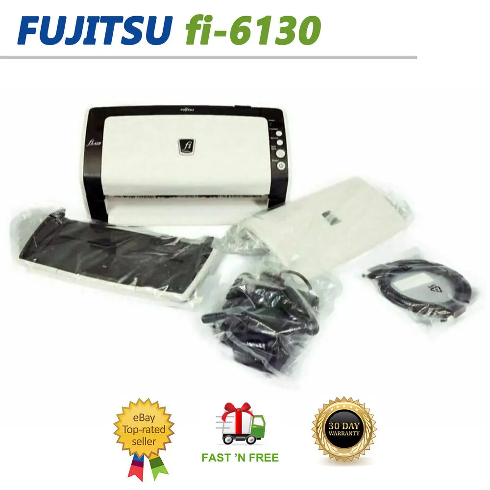 Fujitsu Fi-6130 Scanner A Colori Per Documenti Duplex Nuovi Rulli Nuovi Vassoi Nuovo Adattatore