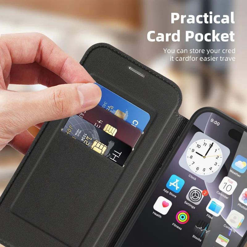 Magsafe Magnetic 360° Full Protection Leather Wallet Card Holder Phone Case