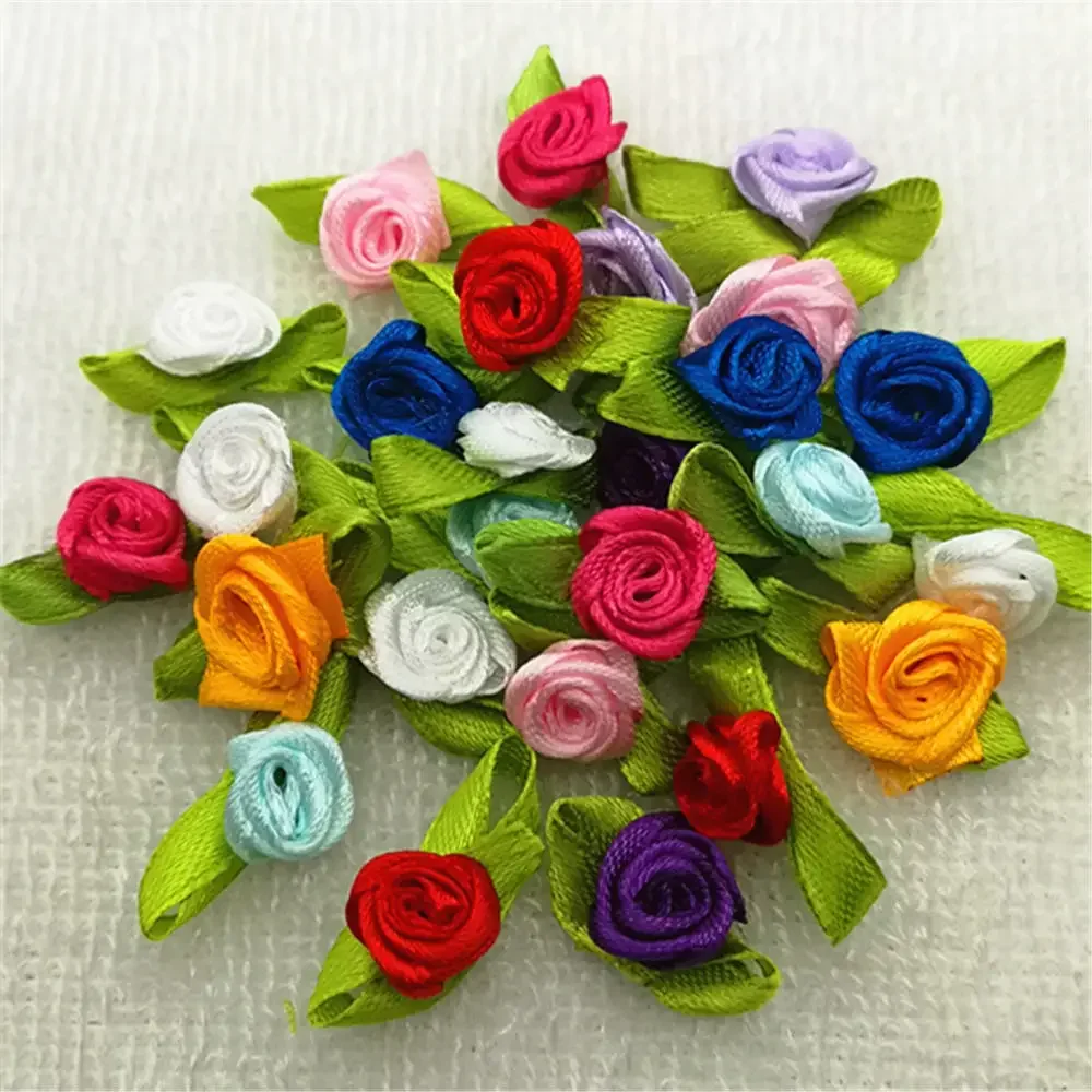 

60PCS Mix loveliness swirl satin ribbon rose Craft DIY Wedding decoration making