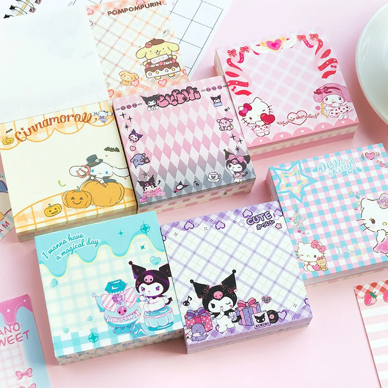 Sanrio Kuromi Kitty  Cinnamoroll Memo Pad Sticky Notes N Times Kawaii Stationery Notepad Post Office School Supplies Kids Gift 2