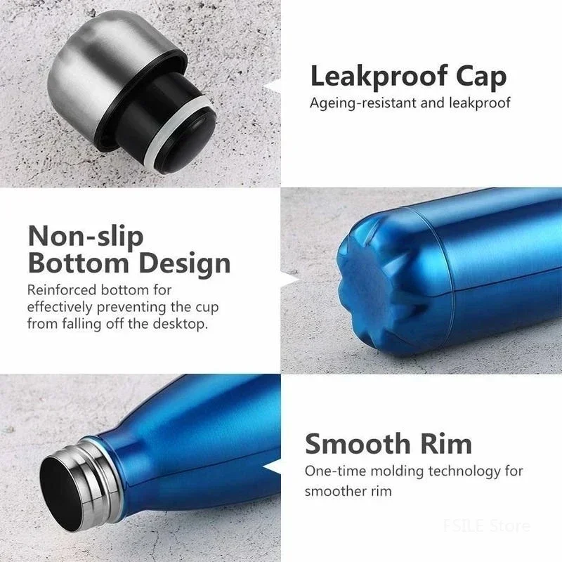 Stainless Steel Water Bottle 350/500/750/1000ml Double-wall Insulated Vacuum Flask for Sport