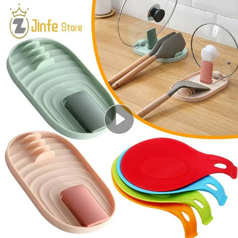 

Multifunction Ladle Spoon Rest Holder Utensil Organizer Spatula Holder Racks Pot Lid Storage Pad Kitchen Storage Shelf Plastic