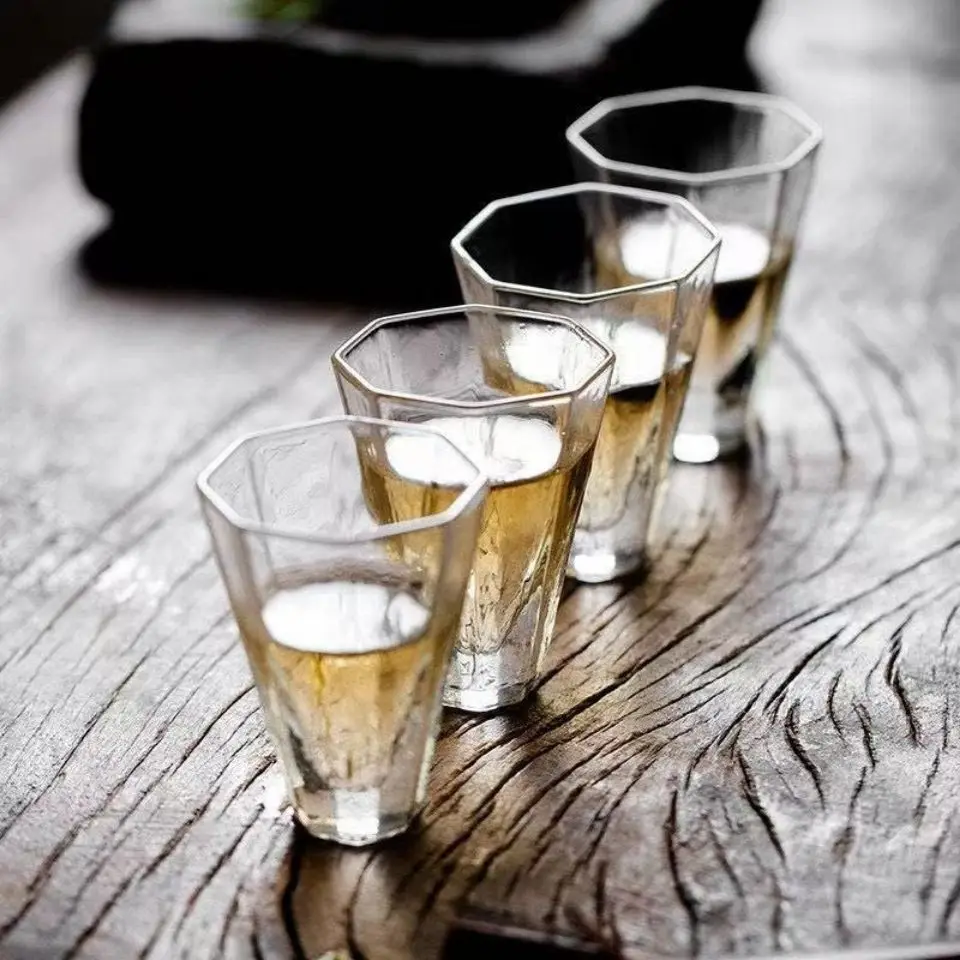 Japanese Style Glass Tea Cup ,Handmade Sake Cup,Bar Whiskey Tasting Glass,Transparent Liquor Drinking Glass,Elegant Cup