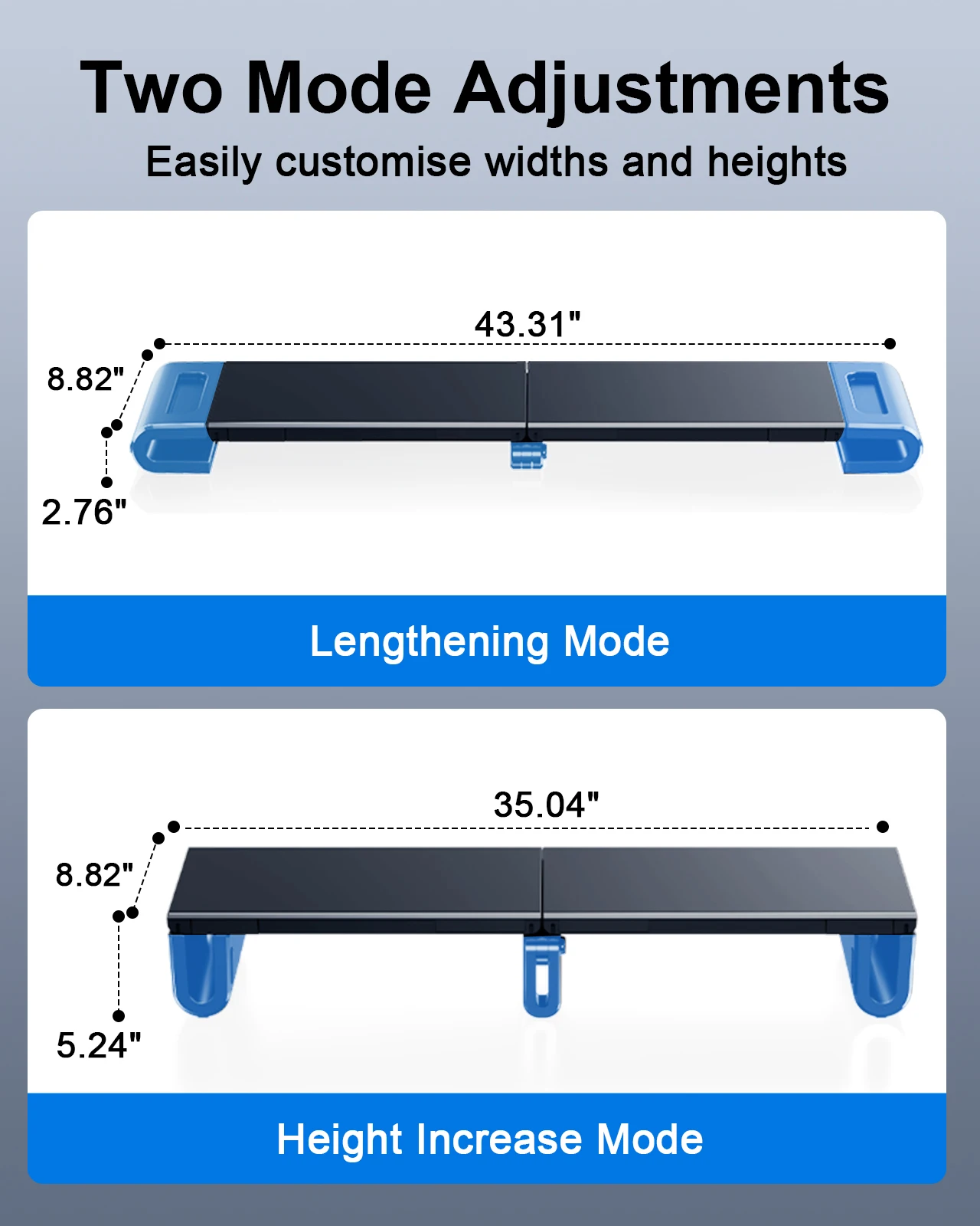 Eary Dual Monitor Stand Riser With Phone Tablet Holder Extra Long Multifunctional Computer Laptop Stand Office Desk Accessories
