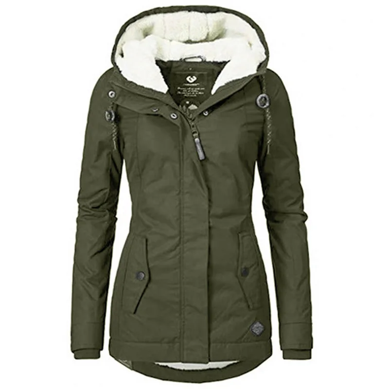 Women Winter Fashion Elegant Long-sleeve Casual Warm Jackets Hoodie Harajuku Parkas Pie Overcoming Cotton Coat Plus Size Clothes