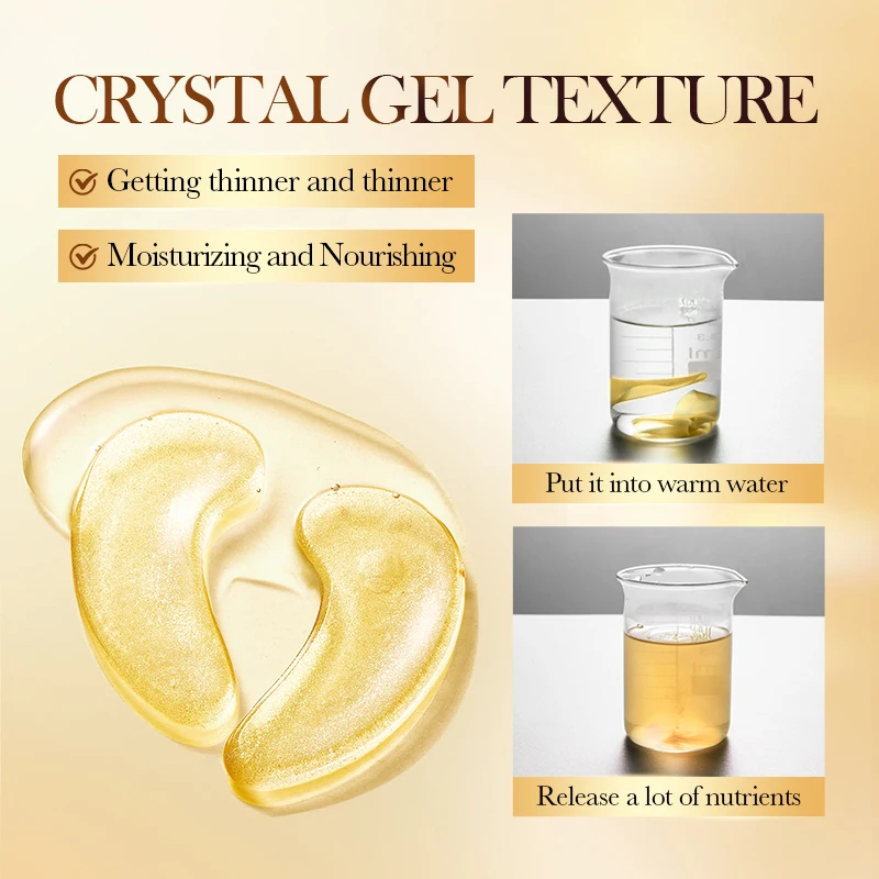 10 Pairs SADOER 24K Golden Crystal Collagen Eye Mask Anti Dark Circles Moisturizing Anti-aging Eye Patches Gel Mask for Eye