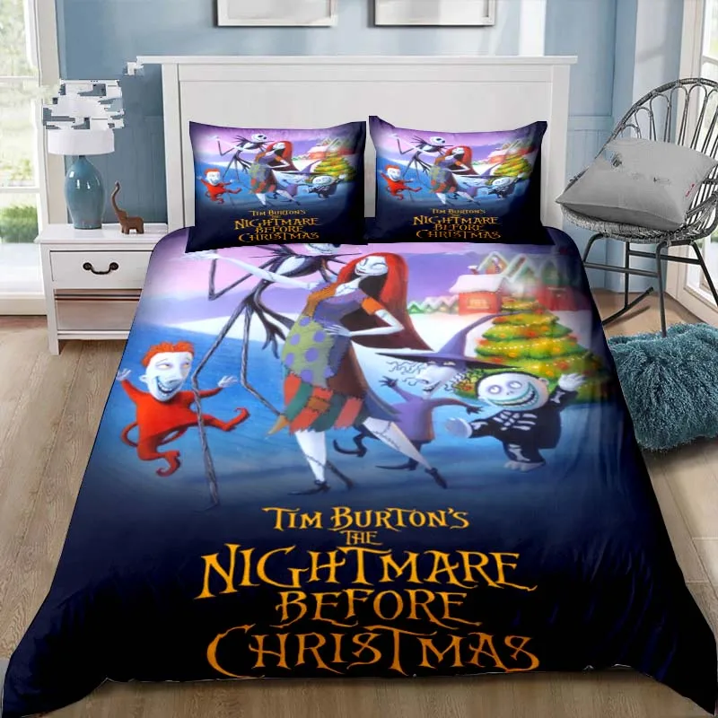 The Nightmare Before Christmas Bedding Set Jack Skellington Home Decoration Pillowcase Quilt Cover Gift To Family and Friend 6