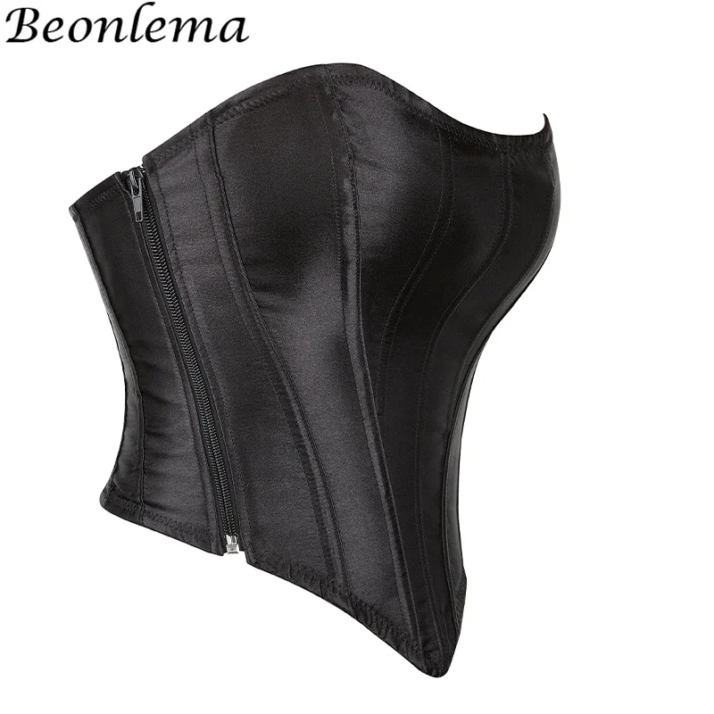 Women'S Intimate Fashion Black Gothic Corset Mujer Waist Trainer Body Shaper Slimming Belt Side Zipper Bustier Top