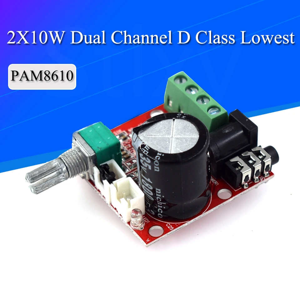 Modulo Amplificatore Digitale PAM8610 Mini Stereo 10-15W Con Potenziometro Volume - Alimentazione DC 8-12V