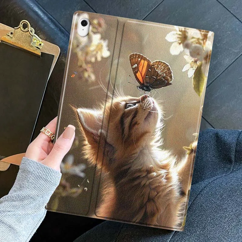 Cartoon Cat and Butterfly Tablet Case