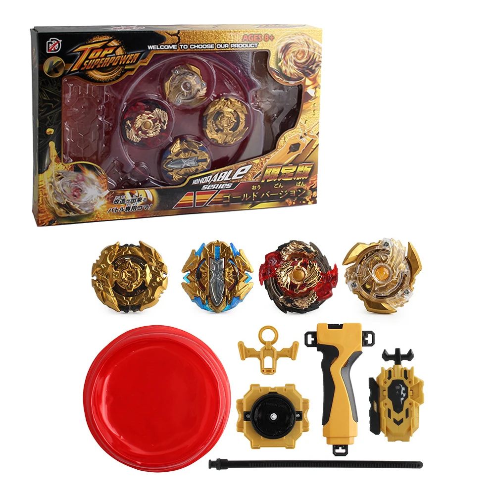 

Toupie Beyblades Burst 4Pcs/Set Golden Version Alloy Gyroscope with Launcher and Battle Plate Toys for Children