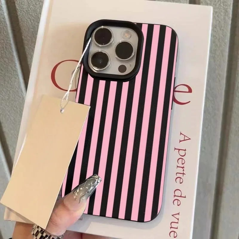 Colorful Lychee Stripe Protective Phone Case