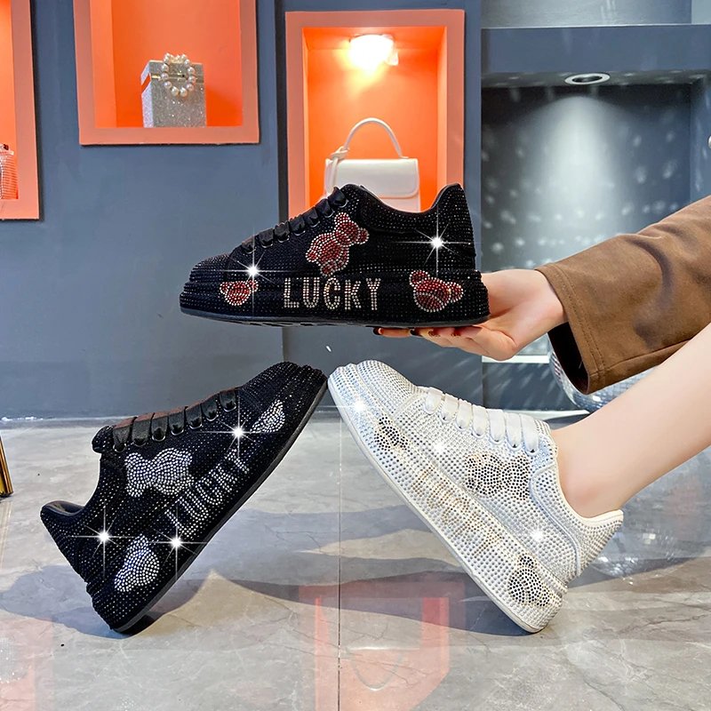 Zapatillas de deporte de lujo para mujer con zapatos brillantes