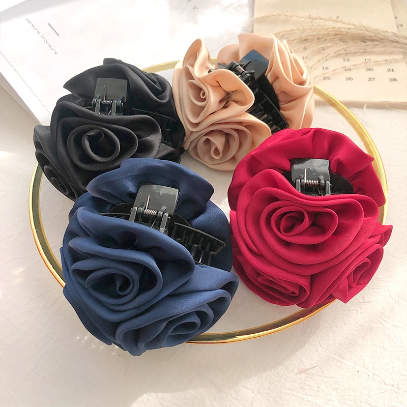 

New Rose Hair Claws Hairpin Sweet Barrette Flower Hair Clip Headband Women Headwear Bow Girls Ponytail Holder Hair Accessories