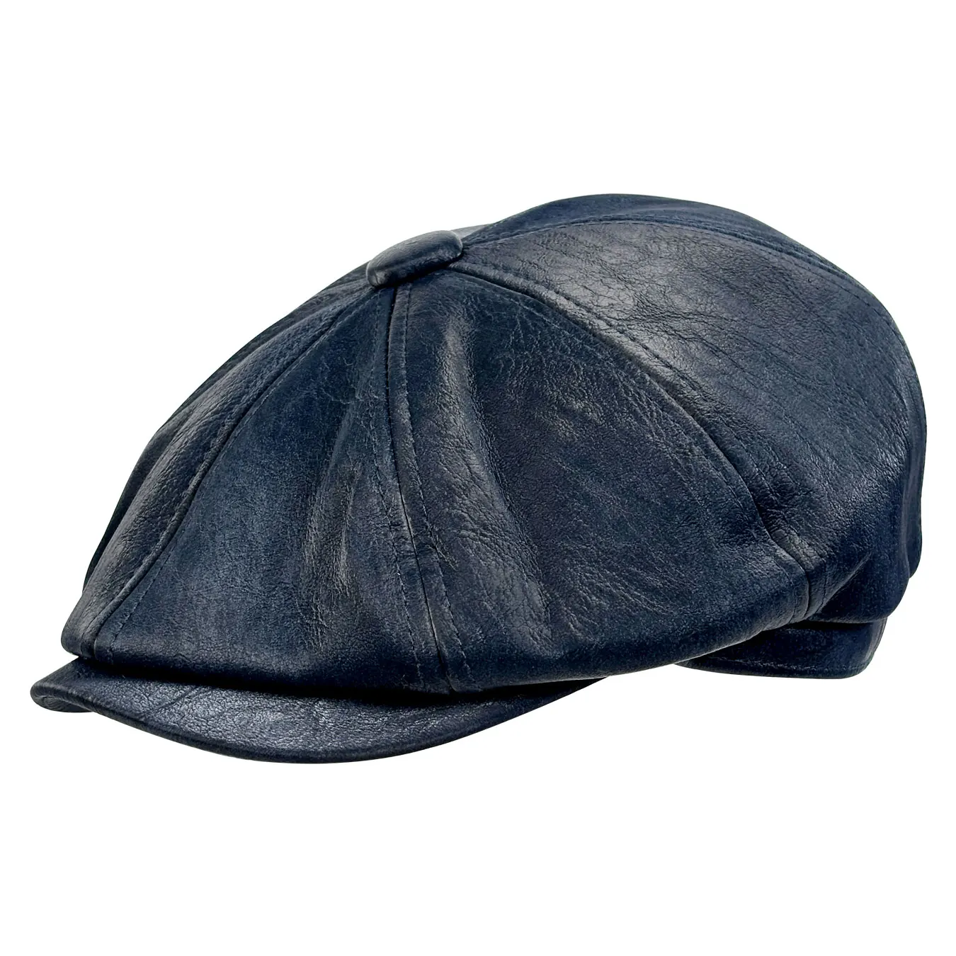 Vintage Leather Beret, Solid Color Newsboy Cap, British Style Painter's Hat, Distressed Cap, Textured Design, Casual Style, Fashionable Accessory Suitable for Streetwear, Business Attire, and Party Wear.