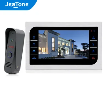JeaTone 유선 도어 폰 홈 인터콤 비디오 초인종 터치 버튼 컬러 모니터, 1200TVL 야외 카메라 초인종, 10 인치