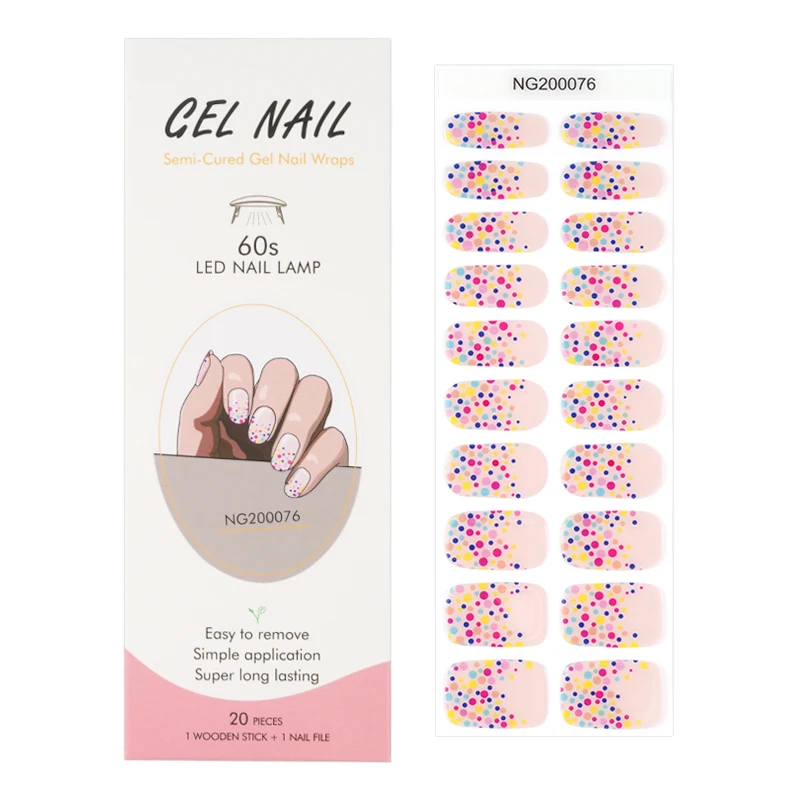 Premium Semi-Cured Nail Wraps Set - Waterproof, Long-Lasting Gel Nail Stickers