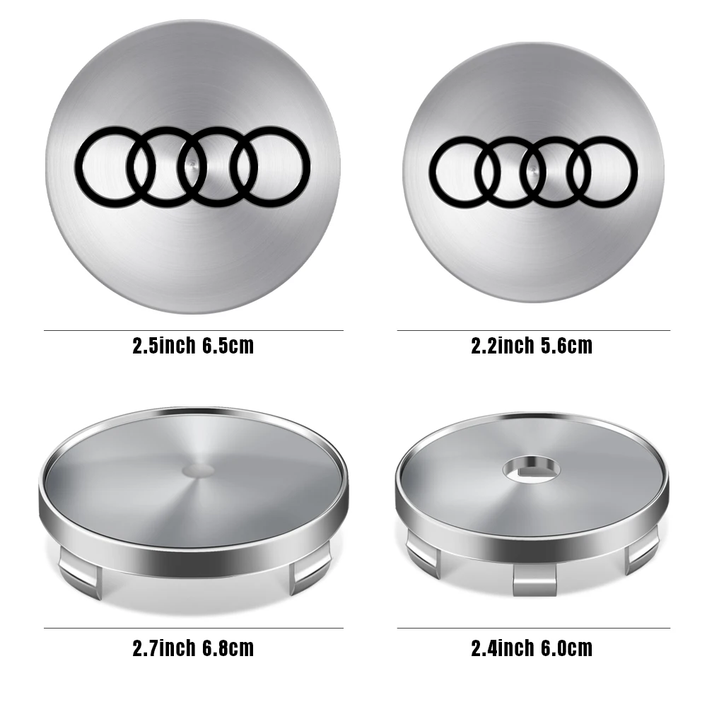 56/60/65/68mm 4PC Car Wheel Center Cap Decorative Decal Accessories Audi SLINE RS A1 A2 A3 A4 A5 A8 Q1 Q2 Q3 Q4 TT S QUATTRO wheel hub caps