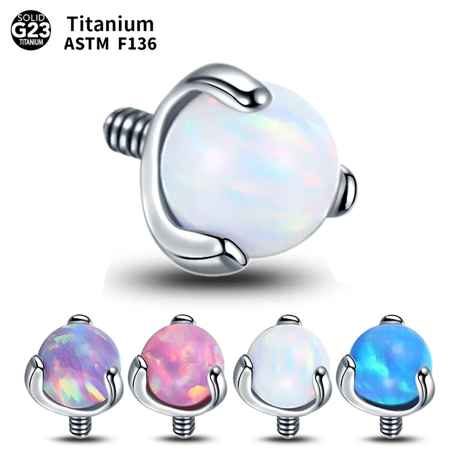 G23 Titanium Opal Micro Dermal Piercing Surface Dermal Anchor Top Skin Diver Opal Stone Hide In Body Surface Piercing Jewelry
