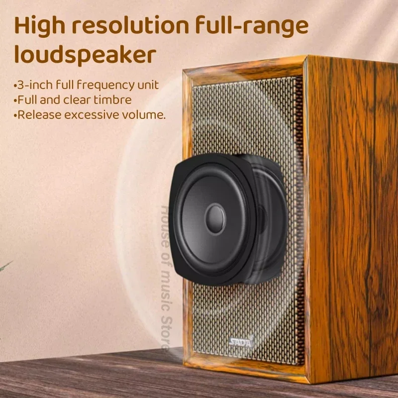 SADA V-123 레트로 우드 스피커, 블루투스 및 3.5mm 유선 사운드박스, 2.0 스테레오, 베이스 포트, 데스크탑 노트북 게임용 독립 제어 기능