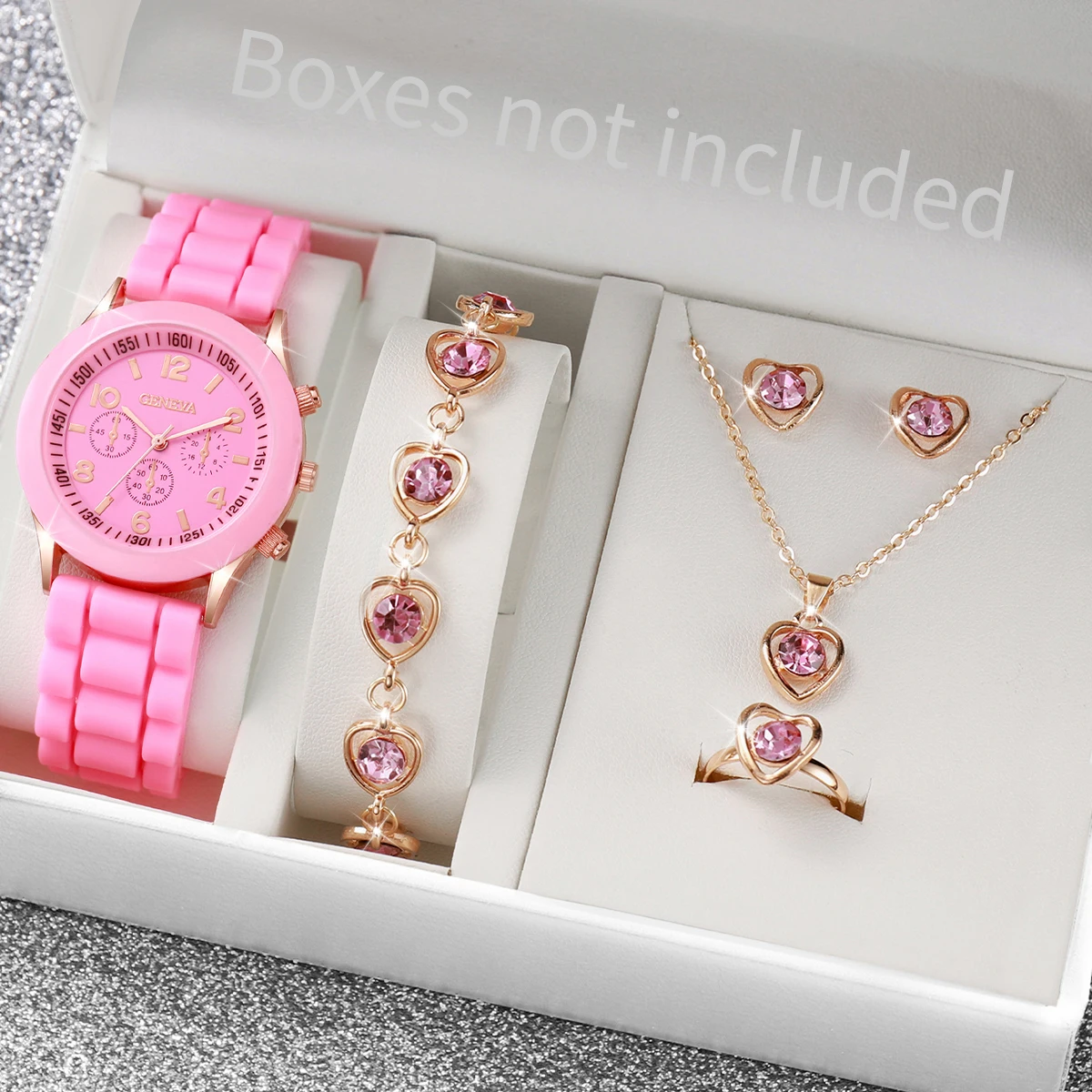 6PCS/Set Women's Watch Casual Silicone Band analog...