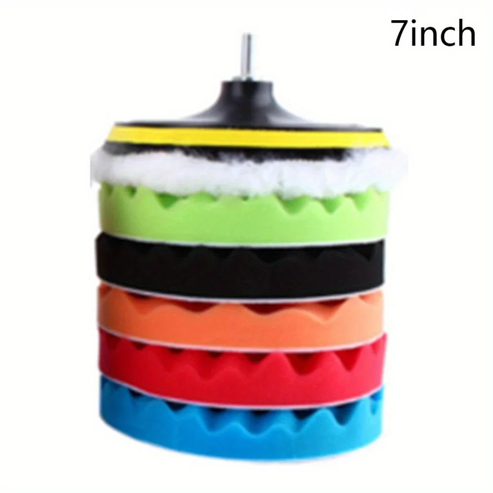 3/5/7 zoll CarPolishing Disc 8 Teile/satz Selbst-Kleber Polieren Wachsen Schwamm Wolle Rad Polieren Pad für Auto Polierer Bohrer Adapter – Detail 7