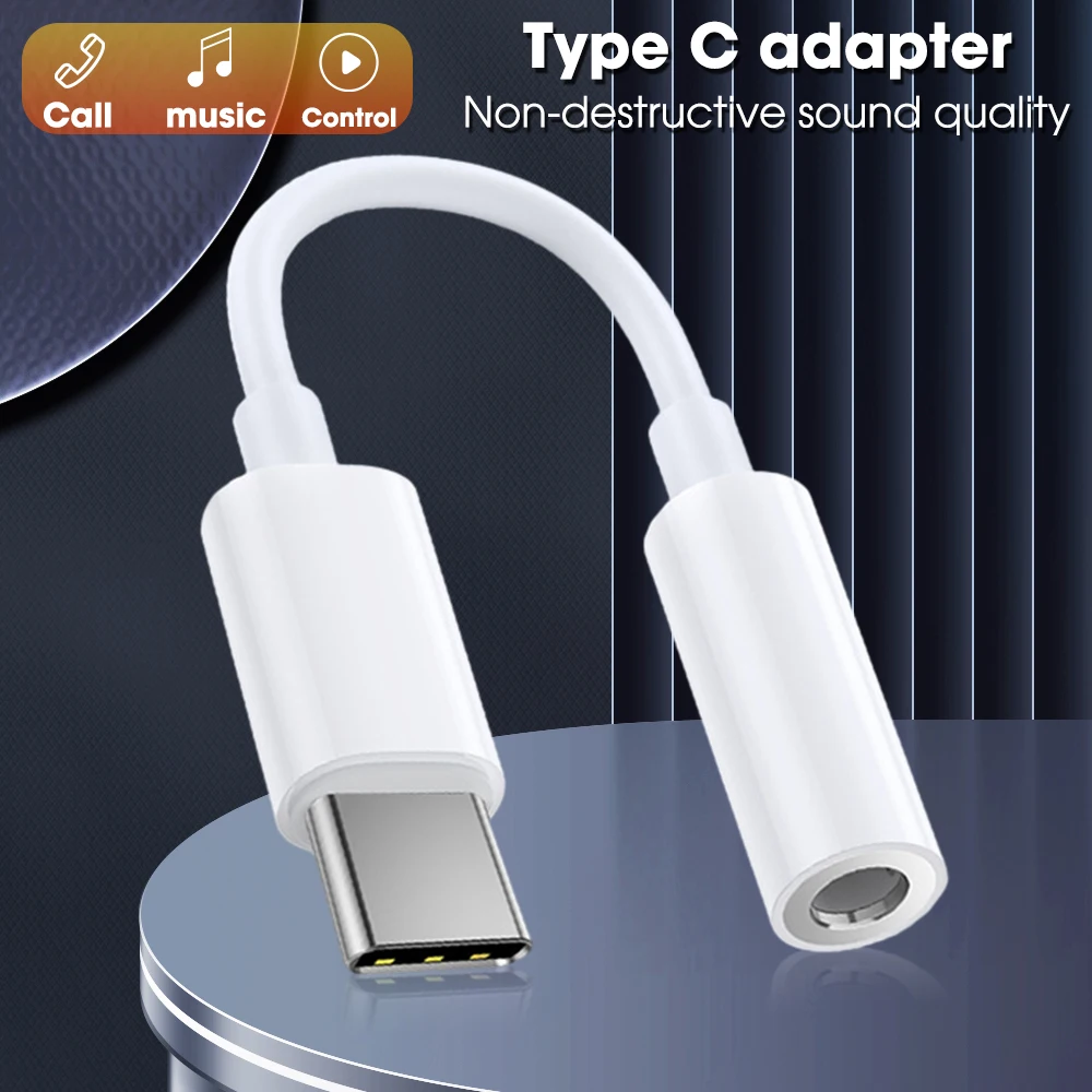 1-2Pcs USB Type C To 3.5mm Aux Adapter Audio Cable For Samsung Galaxy Xiaomi Huawei HIFI Earphone OTG Connetor