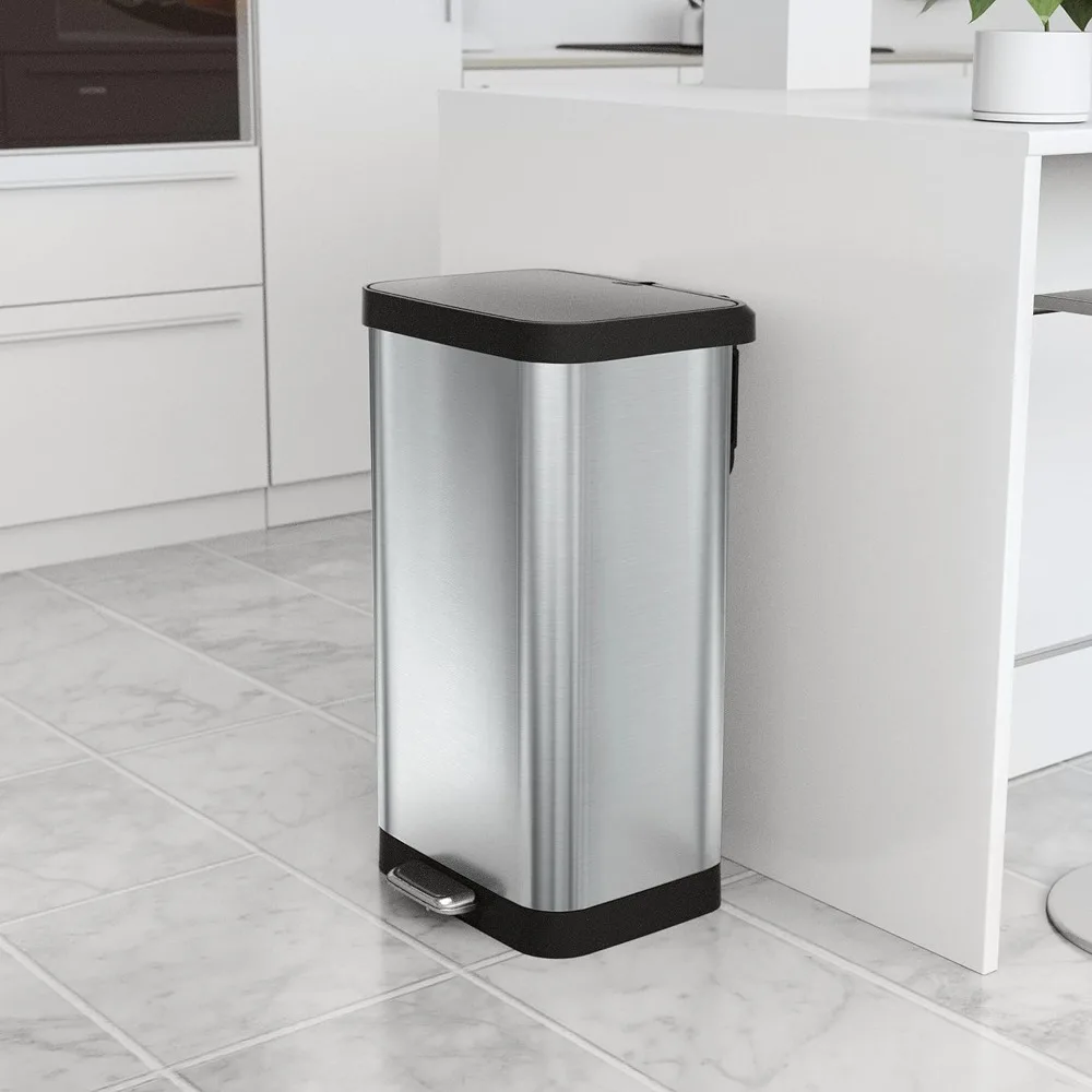 

Stainless Steel Step Trash Can with Soft Close Lid, Foot Pedal and Waste Bag Roll Holder, 20 Gallon, Stainless