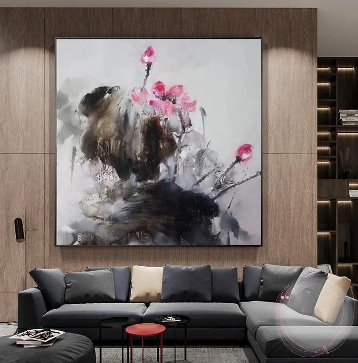 

Экстра большой лотос настенное искусство оригинальные китайские чернила лотос живопись ручная роспись чернила Лотос масляная живопись минималистский цветок художественный подарок