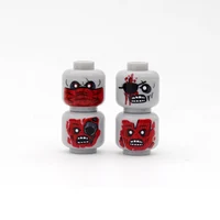 MOC Military Zombie Injured Face Accessories Building Blocks WW2 Soldiers Figures Head Emotional Weapon Parts Mini Bricks Toys 2