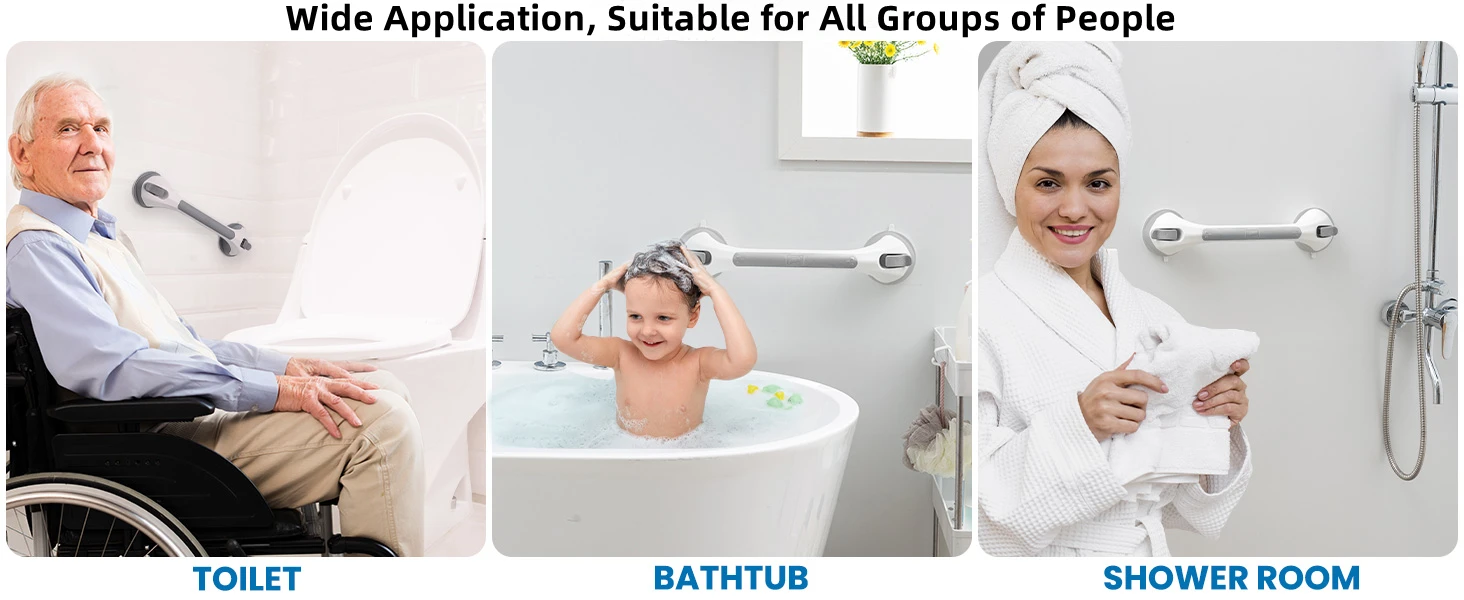 Description Picture 6 of itemTAILI Safety Helping Handle 2pcs Shower Handle Anti Slip Support Toilet Bathroom Safe Grab Bar Handle Suction Cup Handrail