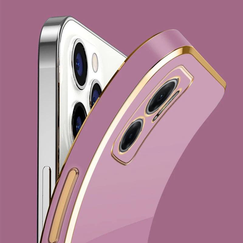 Luxury Square Plating Shockproof Silicone Phone Case Back Cover