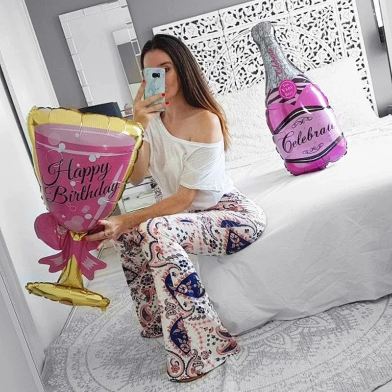 

1pcs Big Wine Bottle Series Theme Foil Balloon Wedding Birthday Party Decorations Adult Kids Helium Ballons Event Party Supplies
