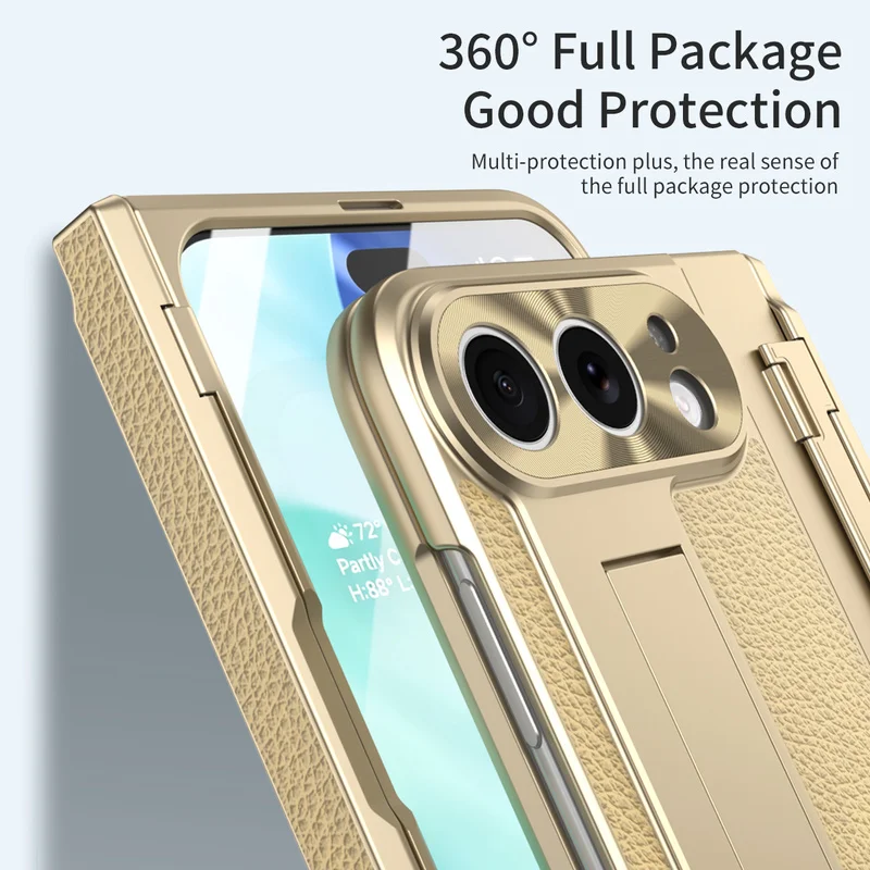 Magnetic Stand Case with Tempered Glass Film and Magsafe-Compatible Wireless Charging