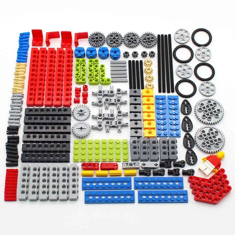 182pcs MOC Technical Set Gear Rack Push Rod Parts Curved Carrier Perforated Bricks Wheel Shaft Tire for legoeds Power Functions