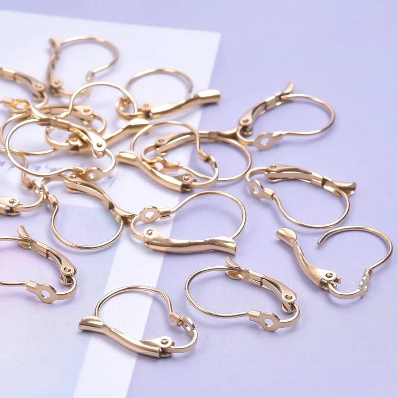 10/20Pcs Stainless Steel Ear Hooks Wire Settings Base Findings French Earrings DIY Clasps Hoop Earrings Jewelry Making Supplies 2