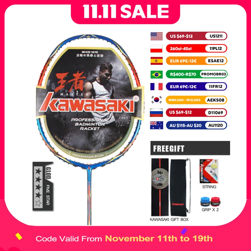 Kawasaki KING K9 4U Badminton Racket Professional T-Join Power All