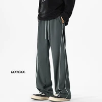 Clean Fit Sweatpants for Men Trendy Side Piping Spliced Straight Leg Pants All-matching Casual Jogging Outdoor Trouser 1