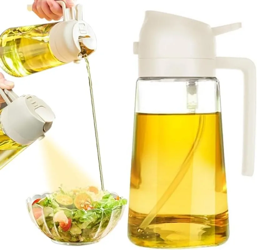 Kitchen Oil Sprayer for Cooking 2 in 1 Dispenser Bottle Upgraded Glass Oil Spraying Bottle Kitchen Air Fryer Salad BBQ Baking