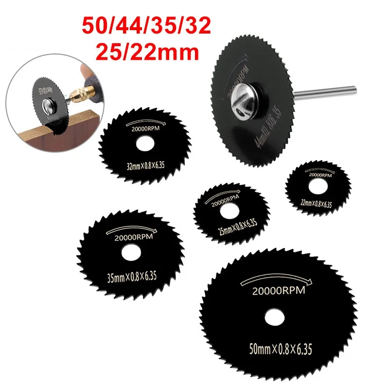 

6/7Pcs Mini HSS Circular Saw Blade Rotary Tool For Dremel Metal Cutter Power Tool Wood Cutting Discs Drill Mandrel Cutoff 22-50m