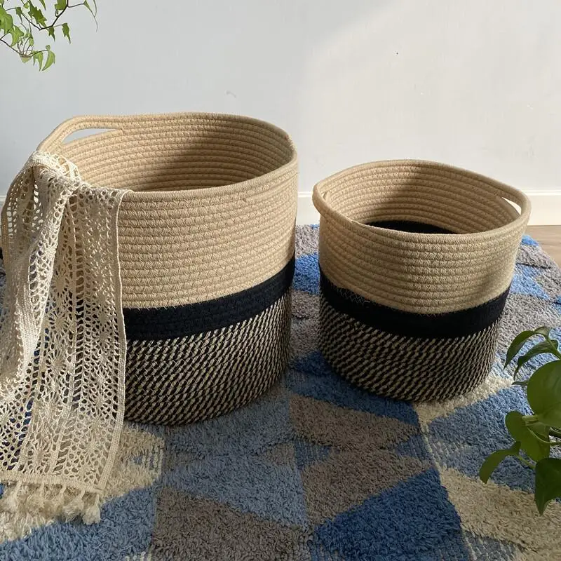 Cotton Flax Woven Storage Basket