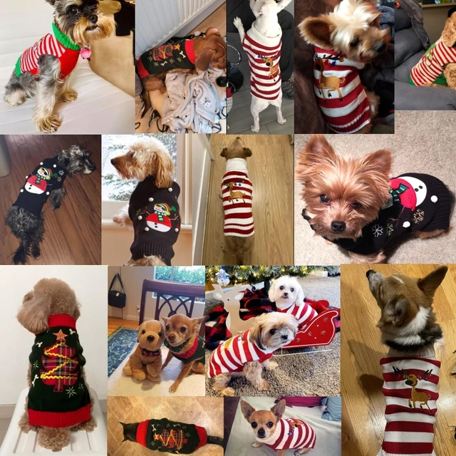 Dog Sweater Christmas Winter Warm Dog Clothes Xmas Outfit for Dogs Puppy Coat Dog Costume Chihuahua Striped Dog Knitted Sweater 4