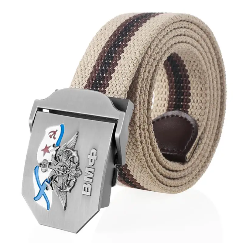 SupSindy Männer Frauen Canvas Gürtel 3D Russische Marine Metallschnalle Jeans Bund UdSSR ВМФ Militärsoldaten Taktische Gürtel Männlicher Riemen – Detail 19