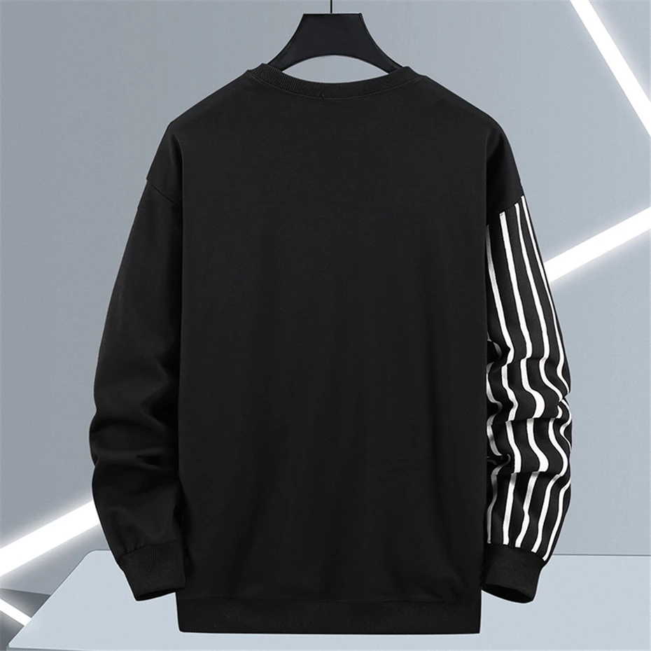 Stripe Patchwork Sweatshirt Men Spring Autumn Sweatshirts Plus Size 10XL 11XL Fashion Streetwear Tracksuit Men Big Size 11XL