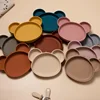 Baby Silicone Suction Plates Cartoon Panda Shaped Children Dining Dishes Anti-slip Tableware BPA Free Baby Feeding Accessories 6